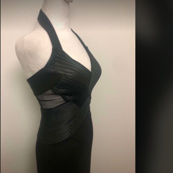 Vintage 2000s Cache Banded Criss Cross Halter Cascade Dress - Picture 8 of 8